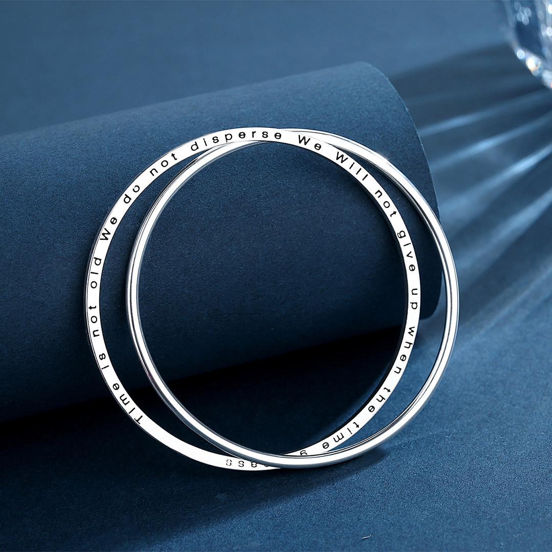 手镯9999纯银年轻时尚罗马双环ins小众设计手镯