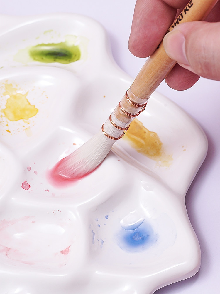 水彩调色盘陶瓷专业颜料搪瓷美术便携调色盒