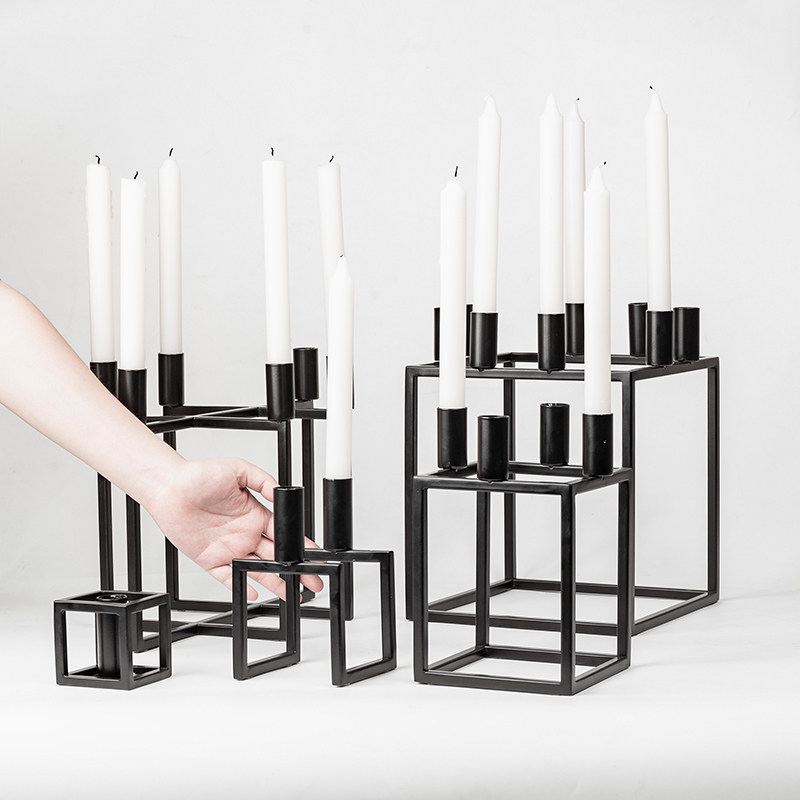 烛台颜物专区黑色金属单双蜡烛架装饰摆件售完无补烛台