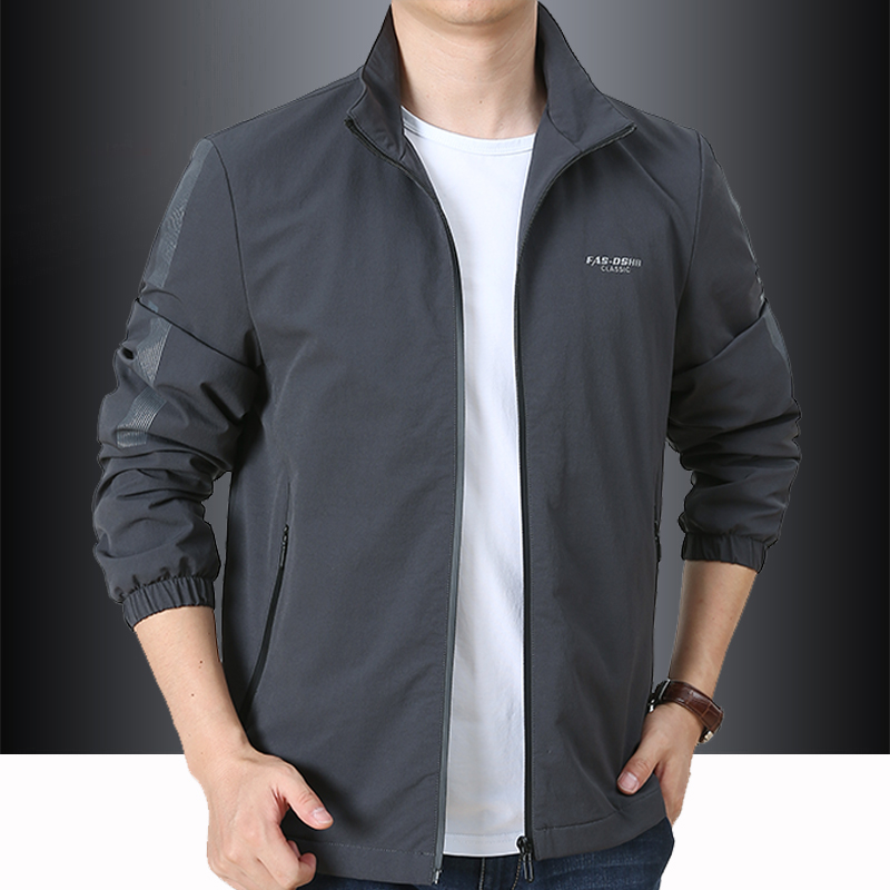 外套男春秋新款户外运动休闲上衣男士宽松大码透气速干立领夹克男