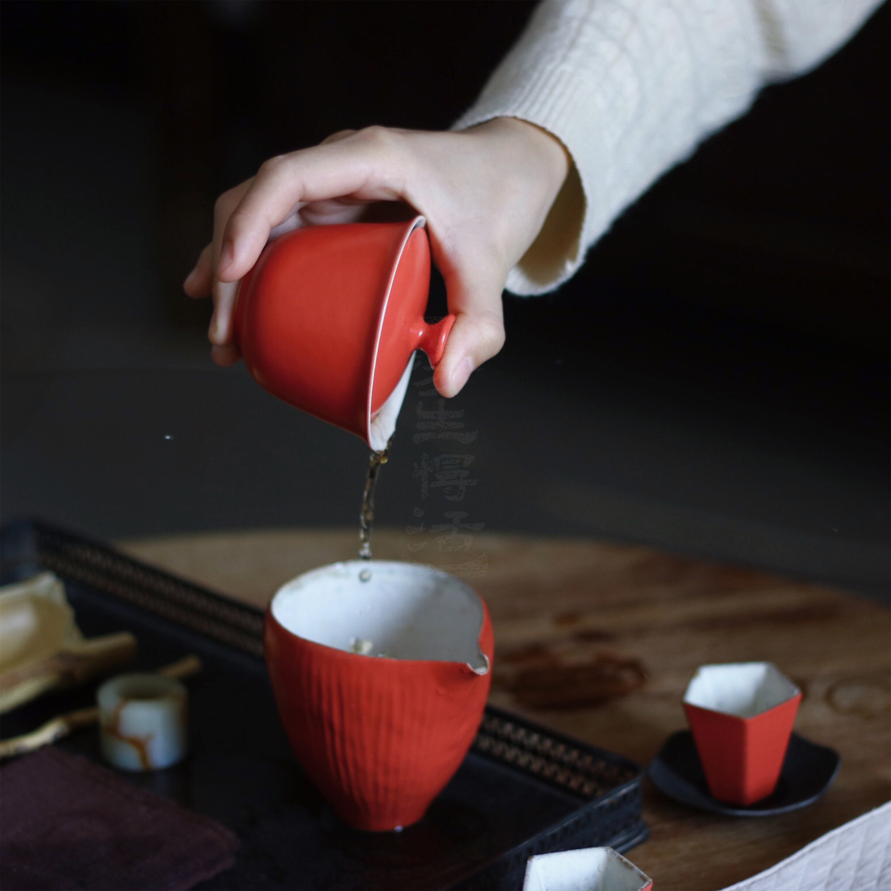 漫生慢活柿红釉老祭兰陶艺小泡茶盖碗日式粉引亚光一人饮雅玩