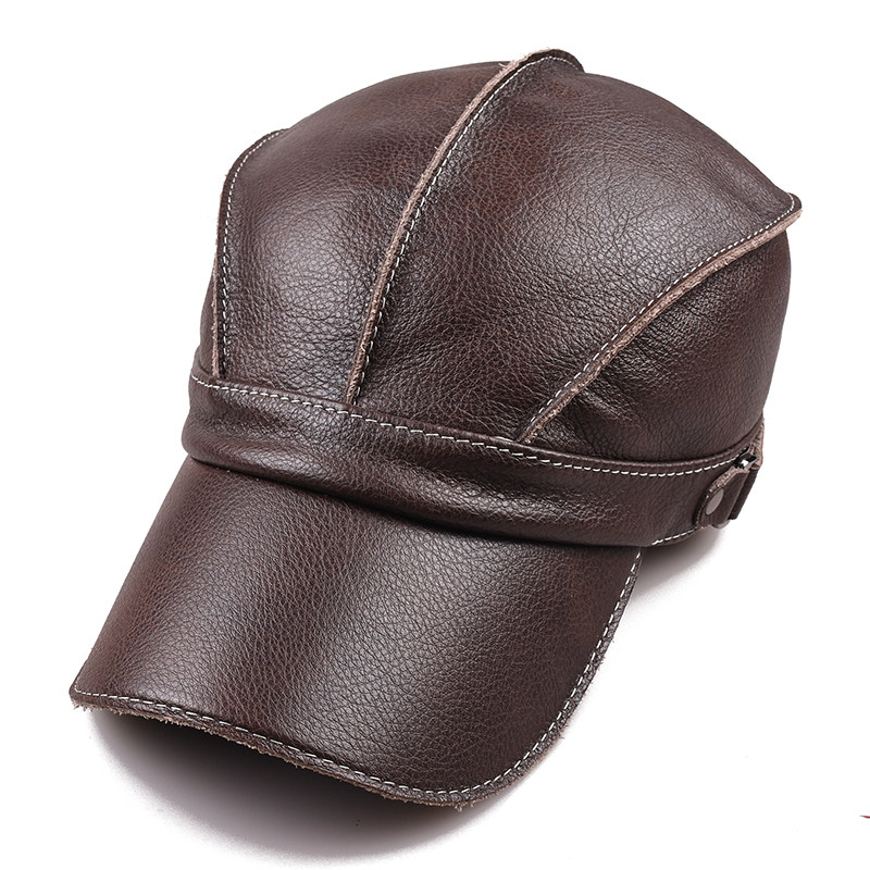皮帽帽子真皮韩版中老年人潮女牛皮棒球帽休闲冬季帽子