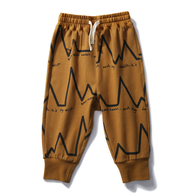 ins心跳pp宽松运动印花图案纯棉男女春秋裤子