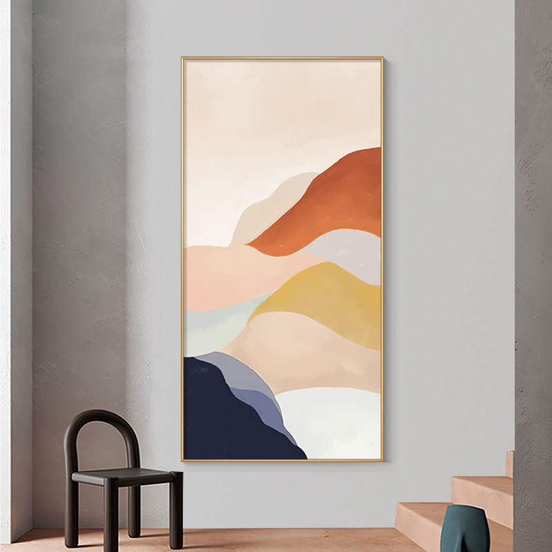 盐马手绘油画ins莫兰兰迪拼色玄关装饰画清新油画