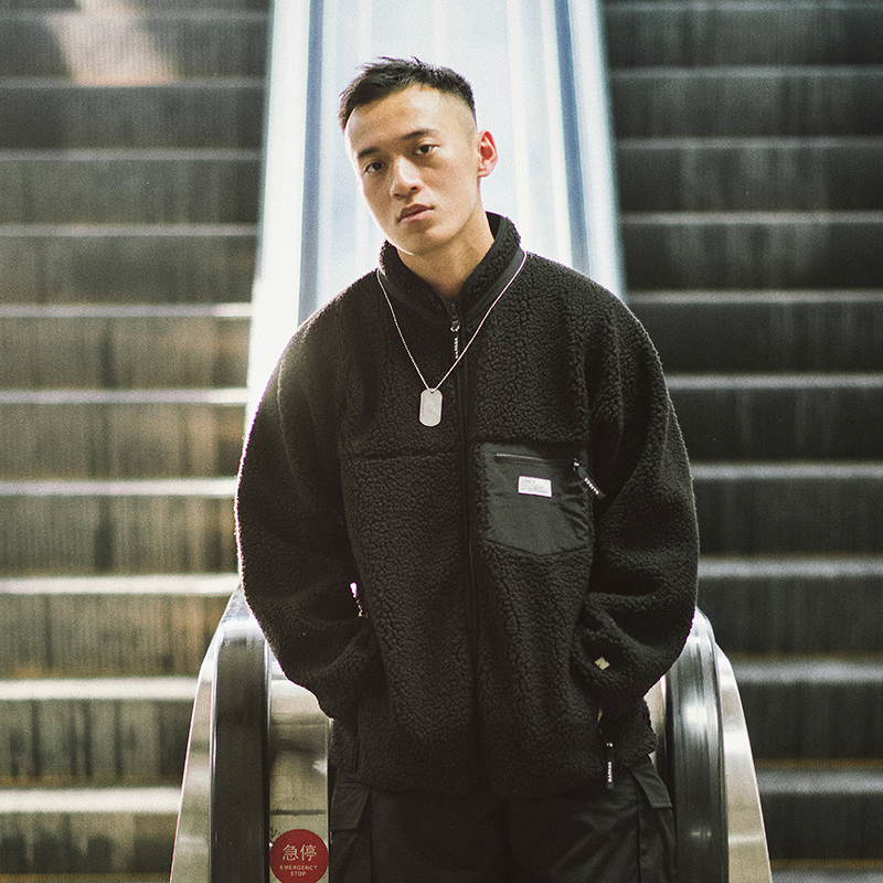 五号渡口日系复古羊羔绒外套轻薄摇粒绒棉衣宽松休闲夹克外套男潮