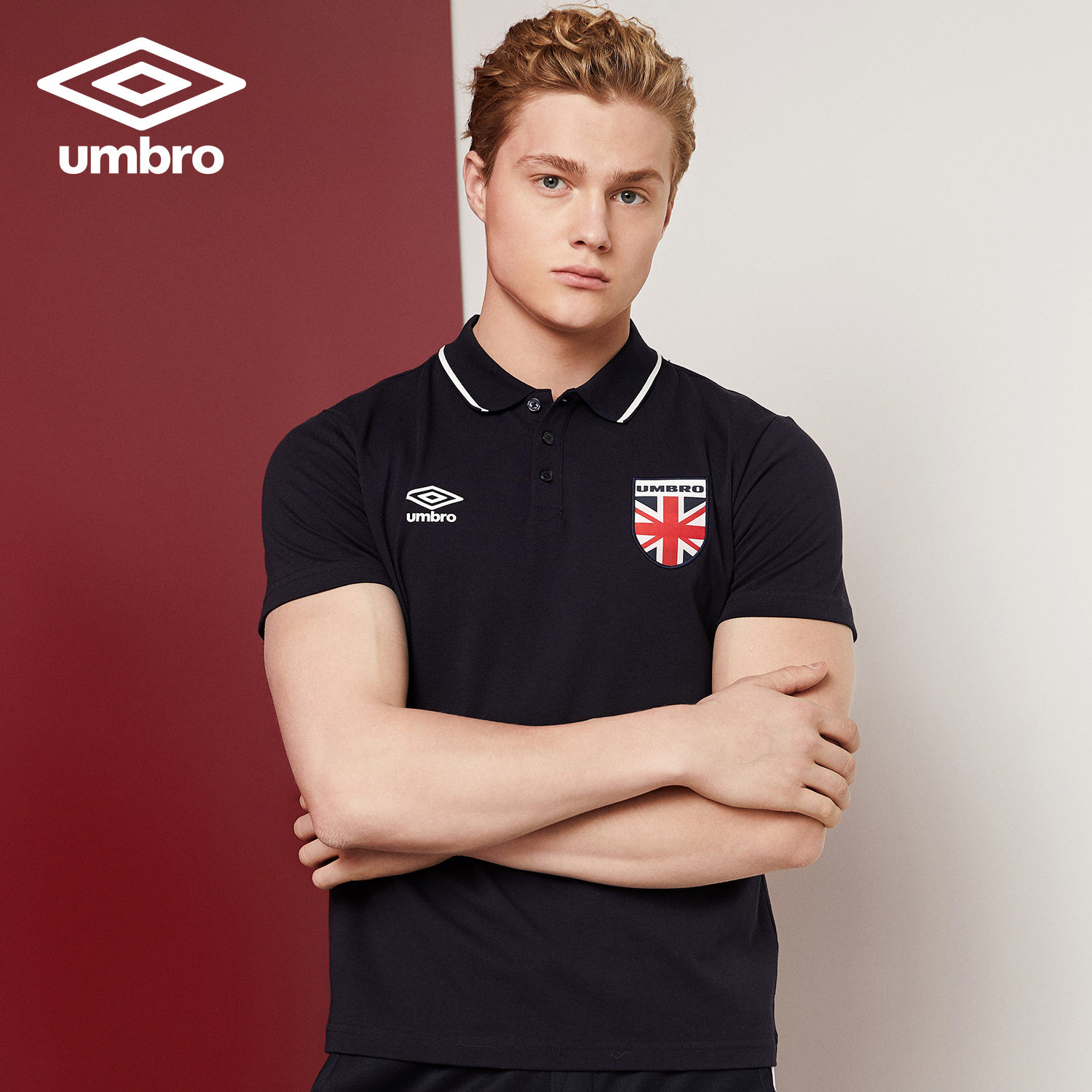 茵宝umbro2019夏季新款男子翻领短袖polo衫棉休闲上衣uo191ap2603