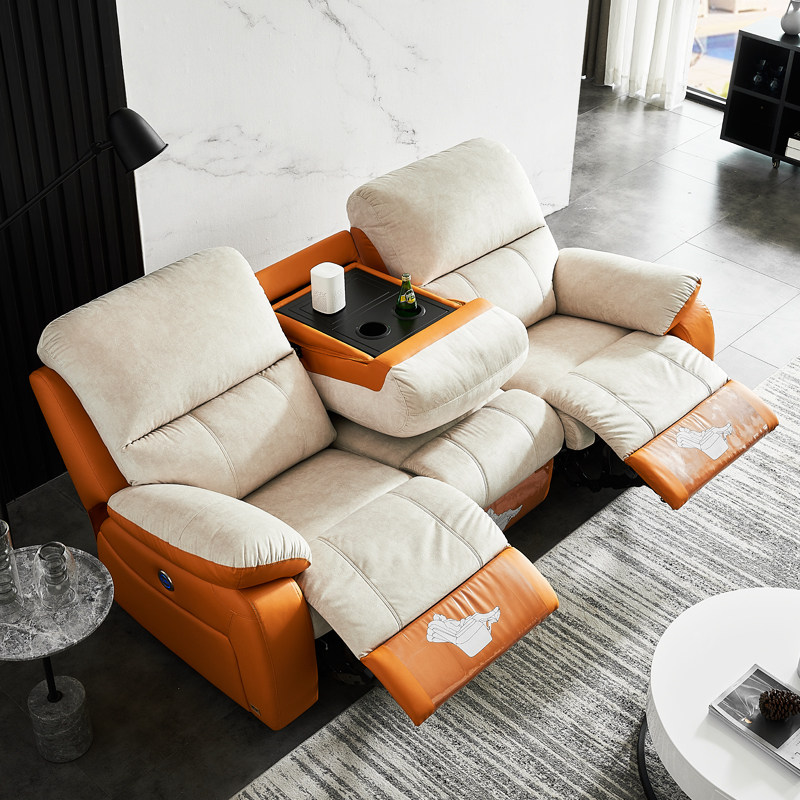 现代免洗科技布头等电动椅沙发北欧小户型皮布艺三人影院功能组合 - 