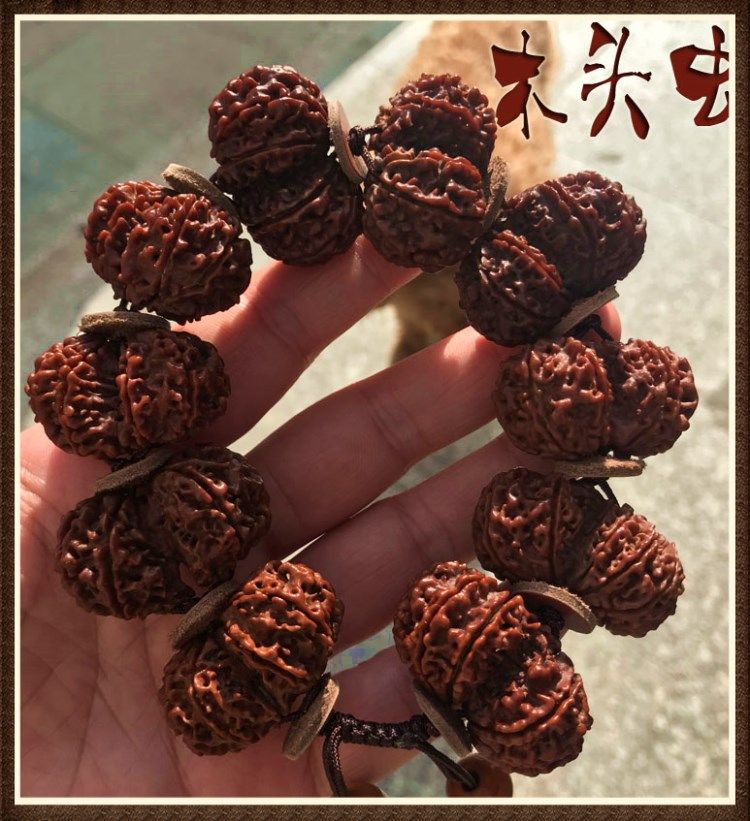 连体3437mm腕珠手链手串大金刚十瓣包浆子多菩提手串