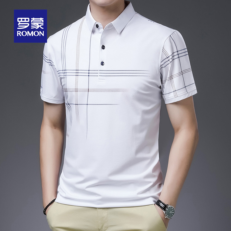罗蒙新款正品polo衫男士短袖t恤韩版商务绅士翻领大码时尚休闲潮T