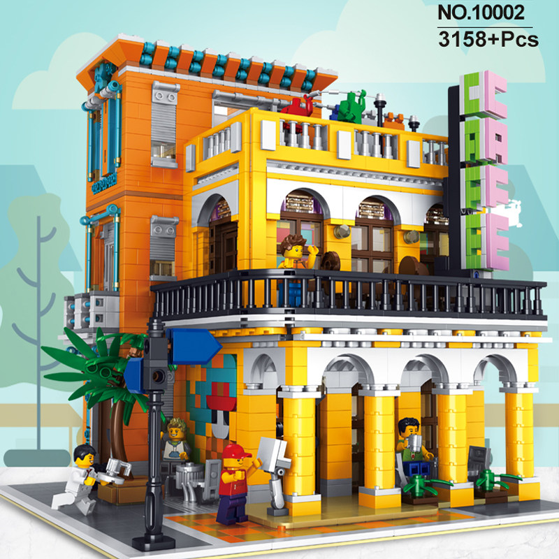 深圳雷尔街景城市创意单车店自行车店灯光版10004积木哈瓦那玩具