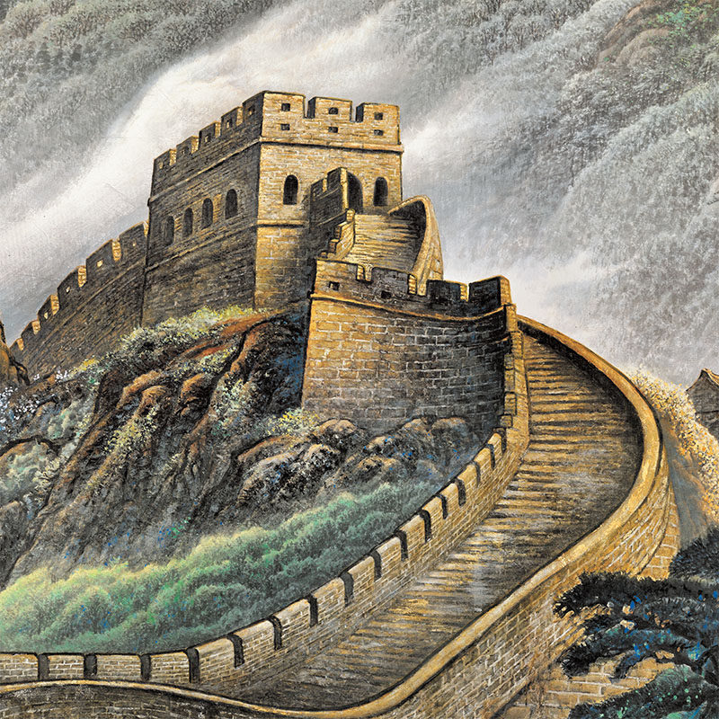 金色万里长城靠山龙抬头画心高清国画宣纸微喷挂画国画
