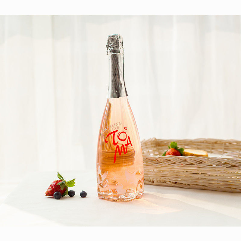 抖音人气toma玫瑰花型朵玛桃红起泡hi莫斯卡托起泡及香槟葡萄酒