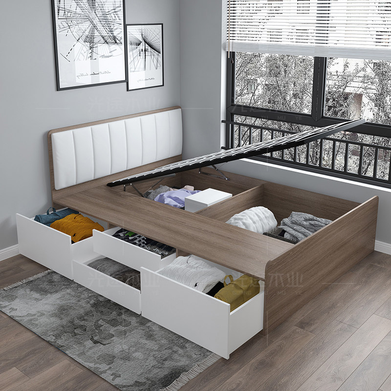 定制小户型单人床1.2米榻榻米卧室收纳储物床现代简约1.5米抽屉床