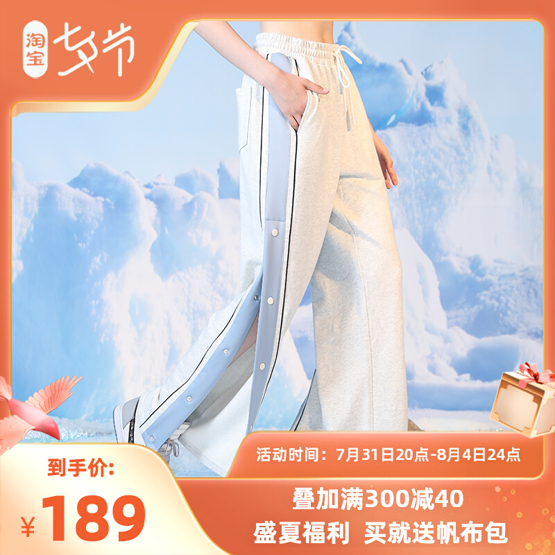 PCMY排扣长裤ins超火潮牌原创设计休闲裤宽松运动卫裤情侣款长裤