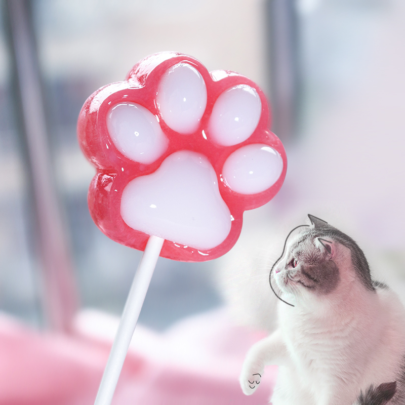 猫爪棒棒糖粉色高颜值网红手工可爱爱萌糖果儿童糖果