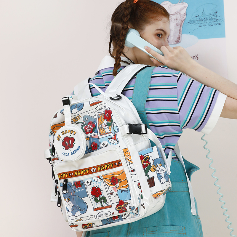 LOLA DESIGN小花双肩包 书包女大学生设计感小众 ins风原创背包女