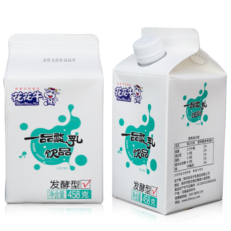 花花牛一品酸乳妙酸酸奶12盒x458克屋顶包发酵型原味酒店饭店饮品