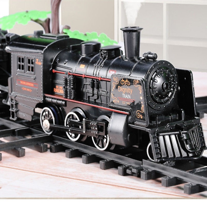 轨道儿童玩具男孩2021新款火车蒸汽冒烟金属小高电动