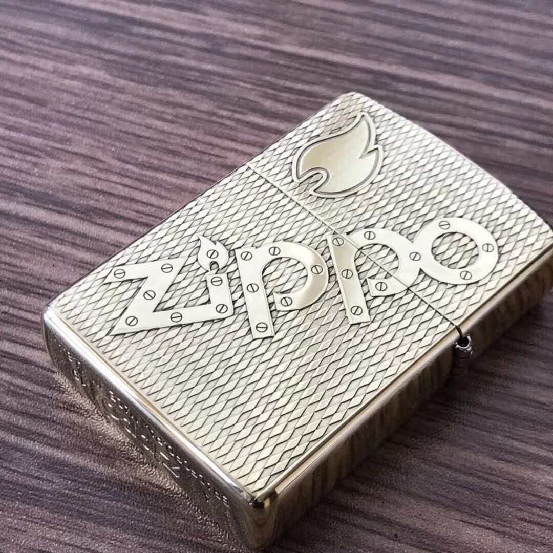 zippo原装正品煤油打火机纯铜雕刻螺栓火焰标志zippo
