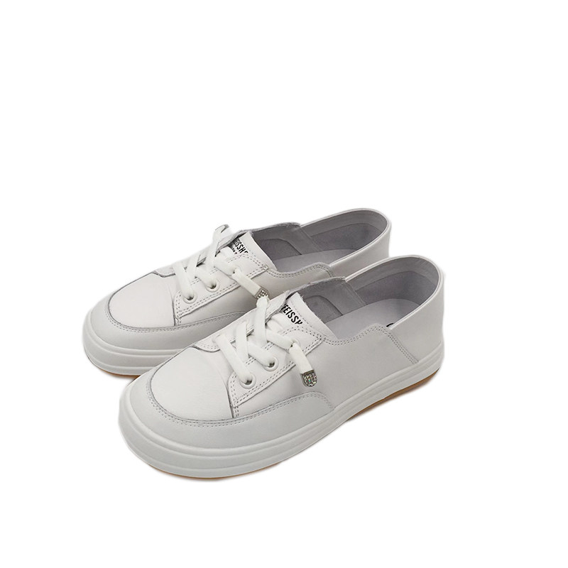 菱光真皮女鞋22年春季新款超软单层皮浅口小白休闲板鞋