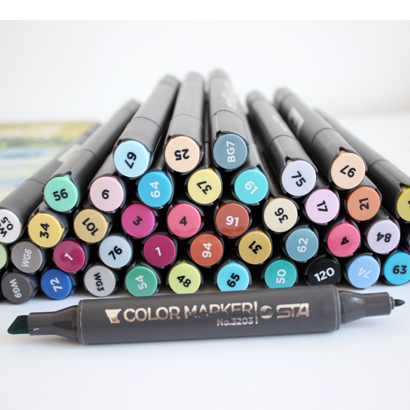 马克正品sta斯塔3203酒精油性80色礼盒套装马克笔
