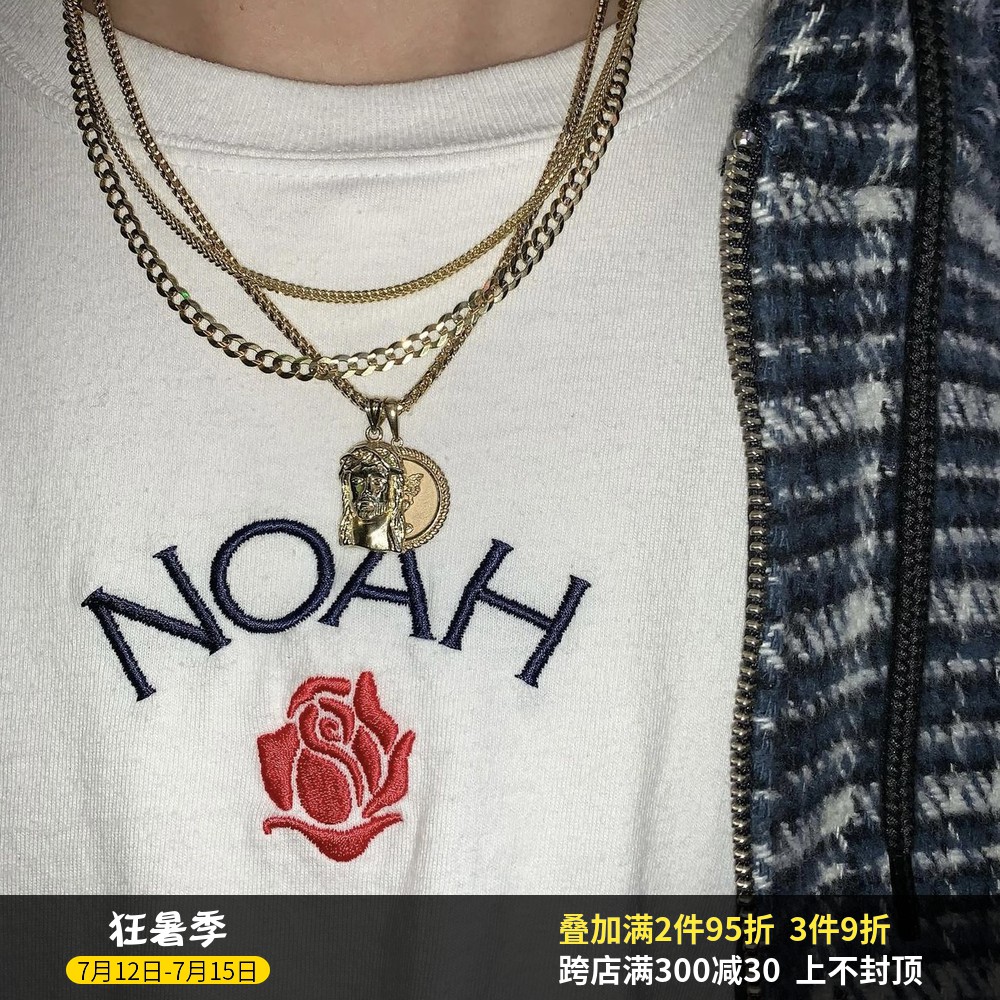 NOAH NYC CORE ROSE 21SS 小玫瑰刺绣LOGO美式街头休闲宽松短袖男
