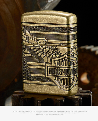 芝宝zippo哈雷年度哈雷鹰正版火机古铜盔甲经典收藏送礼zippo
