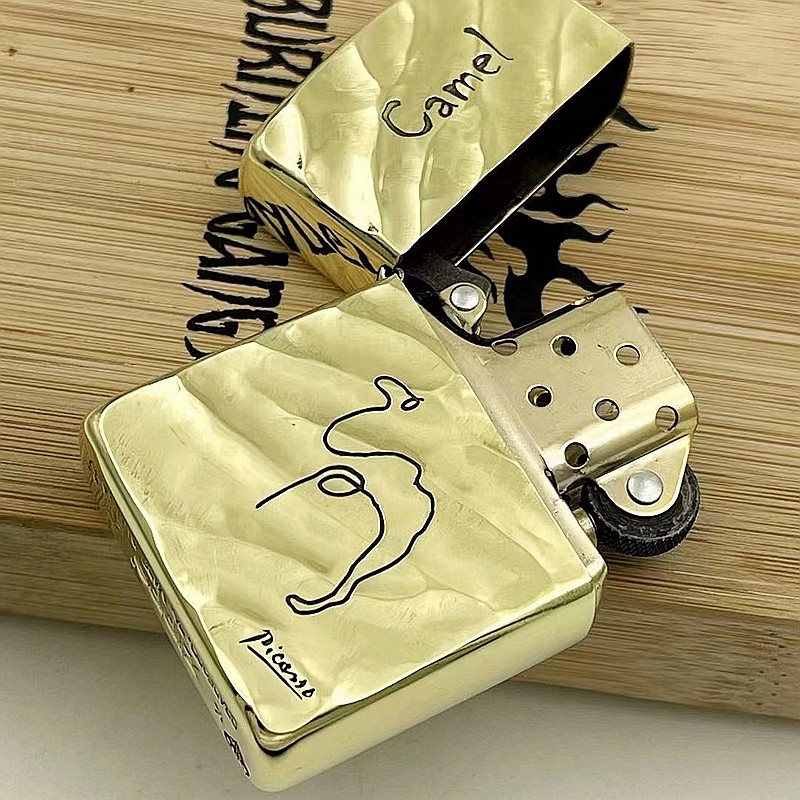 zippo打火机沙漠骆驼3d立体质感浮雕蚊版纯铜毕加索zippo