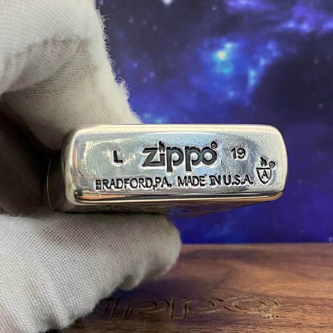 zippo打火机之宝在我心中正品日版镀银双面唐草花卷zippo