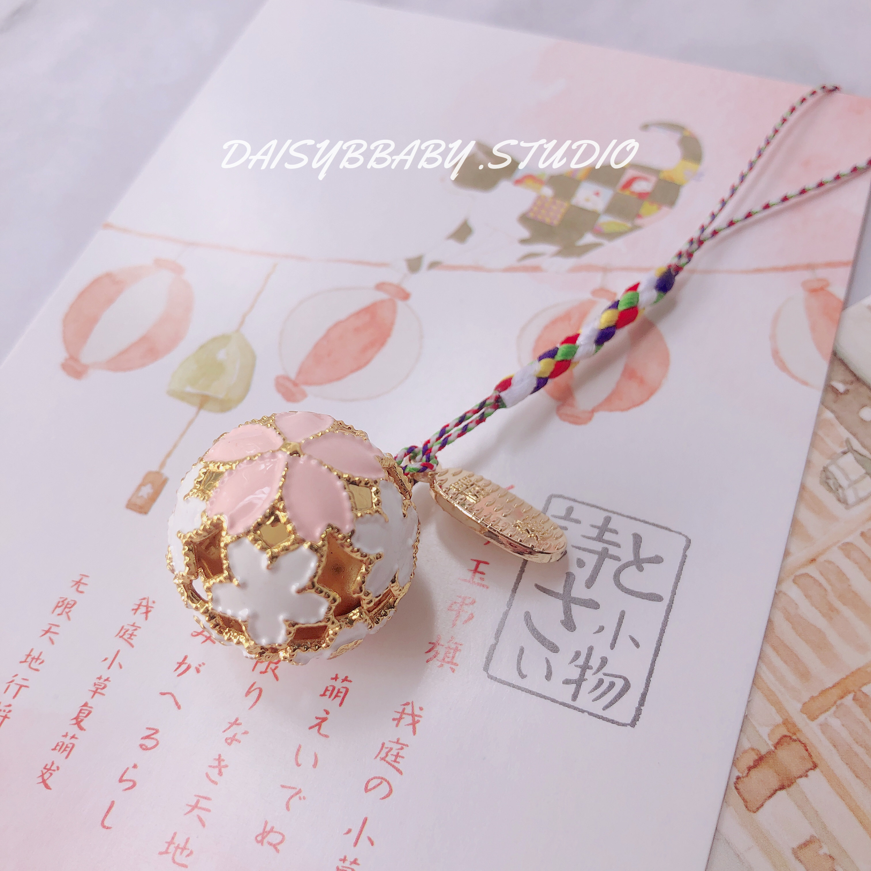 出口日本正品音羽山清水寺樱花铃铛挂件御守手机链挂饰手机挂件