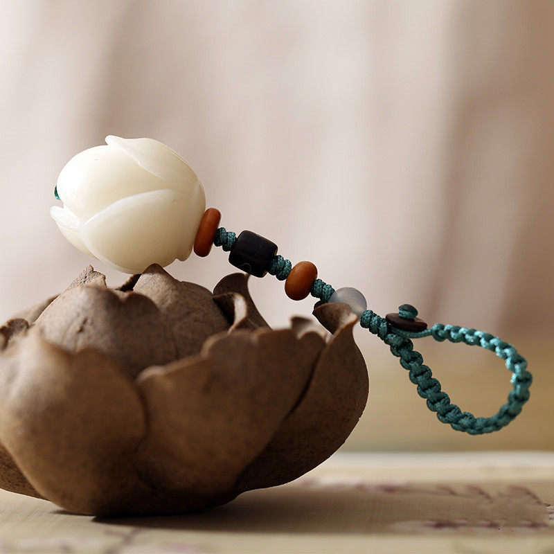 天然挂件男女钥匙扣汽车国风美中唯美吊坠白菩提项坠