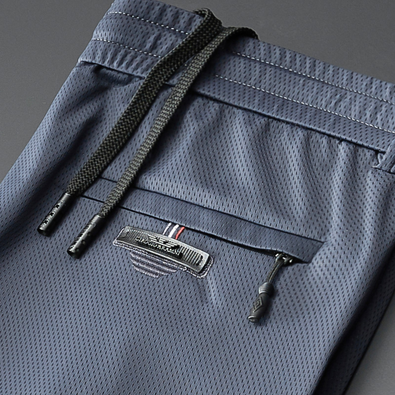 冰丝休闲裤男士夏季超薄款网眼速干运动长裤宽松加肥加大码空调裤