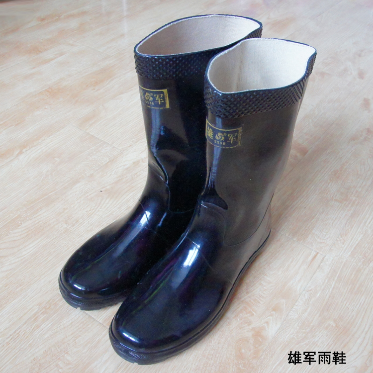 雨鞋正品3539中筒男雄雨靴纯棉内里黑色套鞋雨鞋
