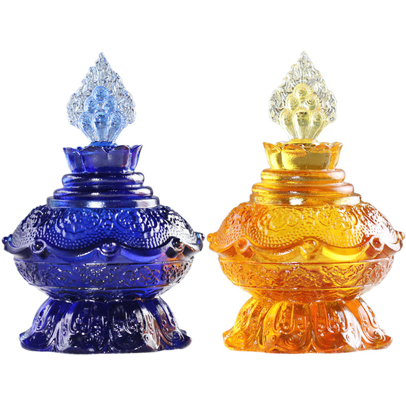 古法琉璃八吉祥宝瓶摩尼宝宝瓶摆件寺庙佛堂佛前供奉居家供佛贡品