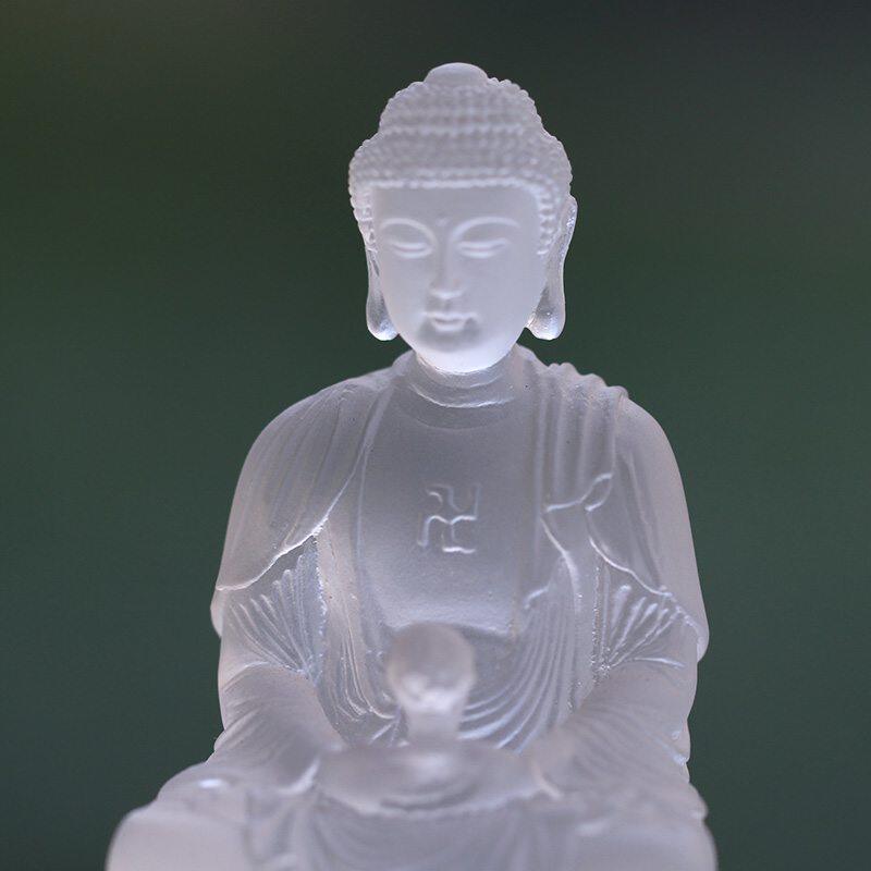 白色阿弥陀佛琉璃佛像随身居家居家客客厅办公摆放摆件