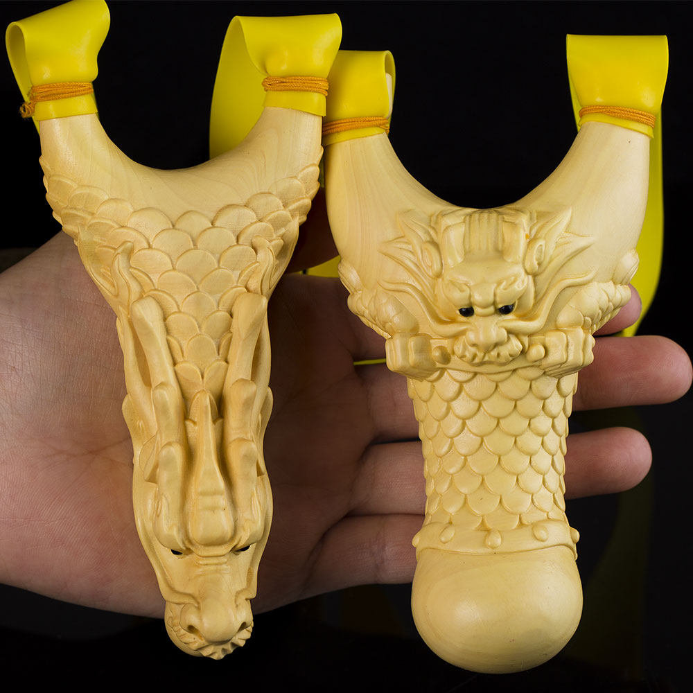 乐清黄杨木雕雕刻龙头弹弓神龙戏珠随身携带文玩木雕