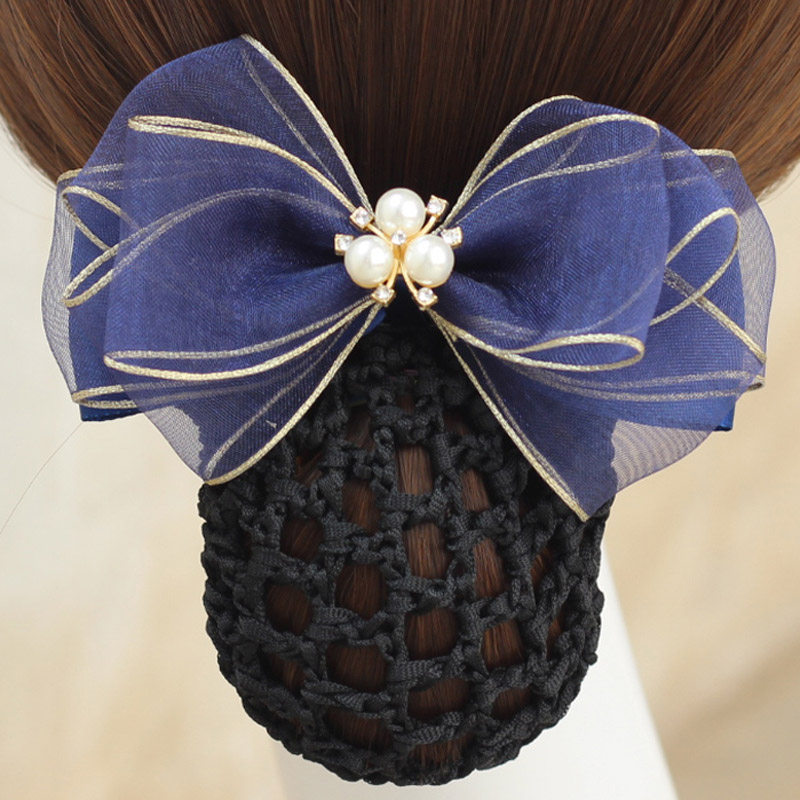 职业头花女网兜营业厅酒店酒店服服务员工作发卡韩国发饰