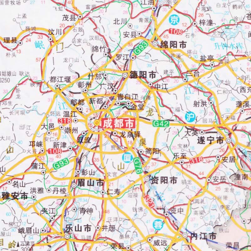 四川101省道全程线路图,101国道全程路线图 全新四川交通地图 城区过境详查版国道省道县道导航信息 景点线路