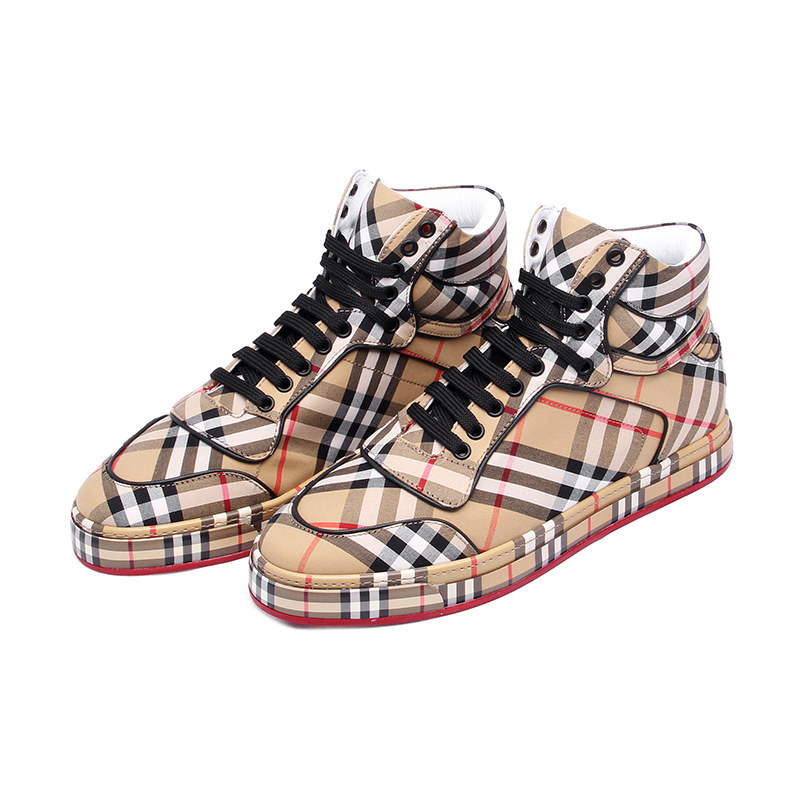 burberry巴宝莉男鞋欧美欧美时时尚男士系带高帮平底时尚休闲鞋