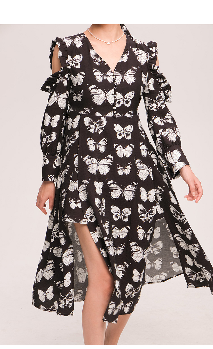 重生cosheng小个子2021新夏款气质连衣蝴蝶裙女破茧连衣裙