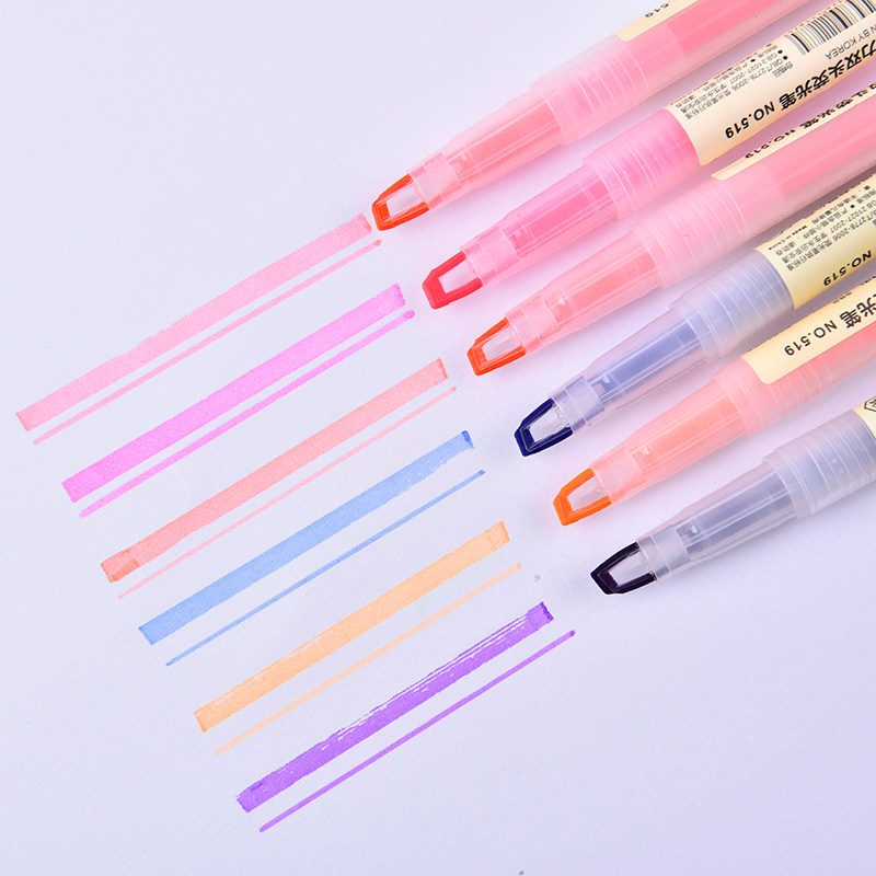 彩色双头粗划重点荧光标记银光笔韩学生用糖果色小清新记号闪光笔