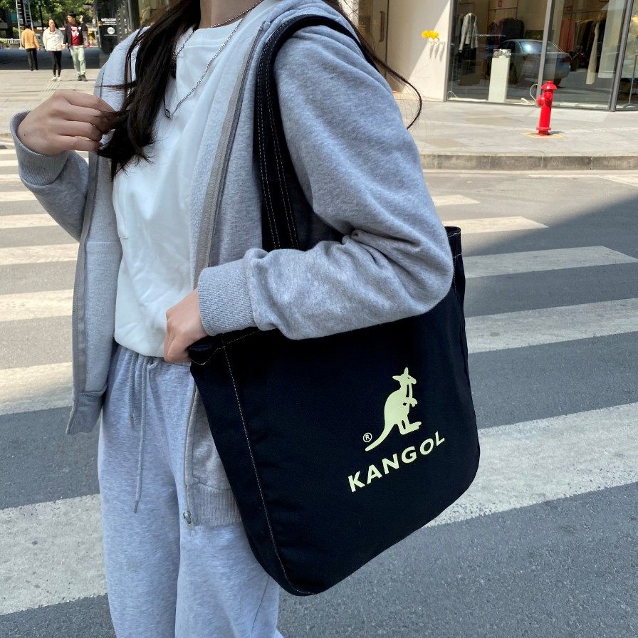 两色袋鼠手提休闲牛仔大容量包袋鼠托特帆布单肩购物袋