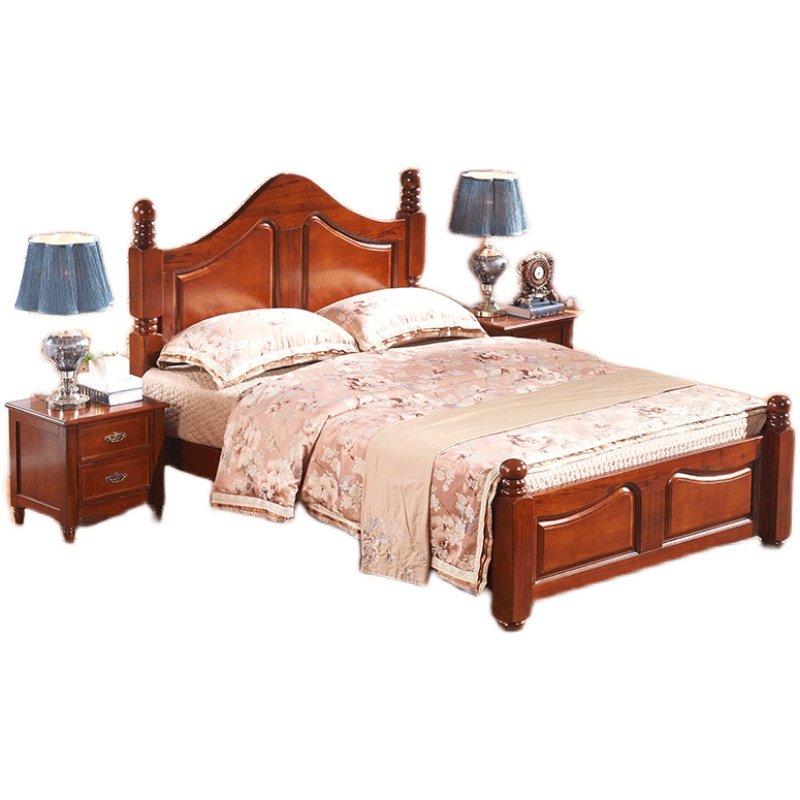 木床峪喆欧式香樟双人床主卧简约1米实木婚床实木床