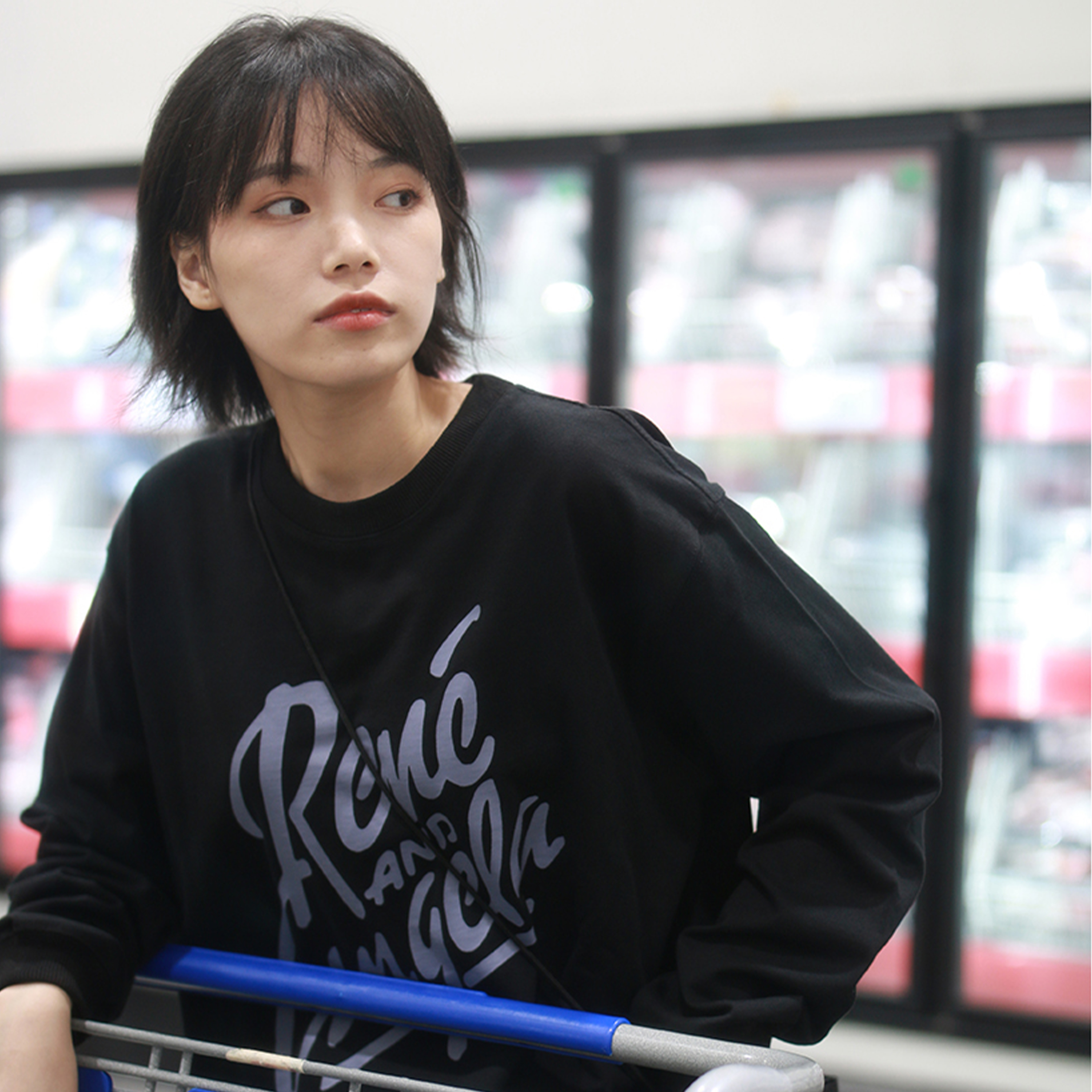 CARRYON 潮流新款AND原创手绘涂鸦印花国潮长袖T恤卫衣宽松情侣装