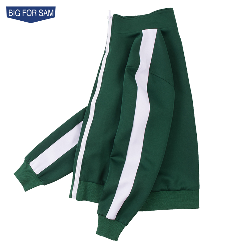 BIG FOR SAM一条杠外套男春秋薄款韩版情侣休闲男运动棒球服外套