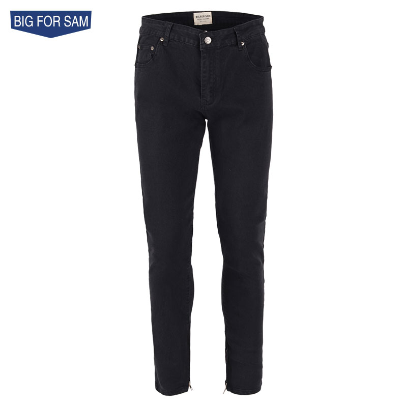 BIG FOR SAM高街黑色基本款牛仔裤男欧美潮牌潮流弹力修身小脚裤