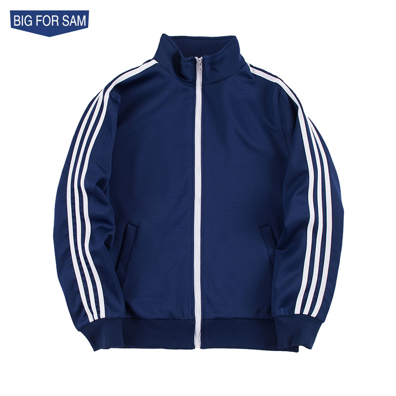 BIGFORSAM外套男女春秋立领三道杠棒球服夹克休闲运动服针织上衣