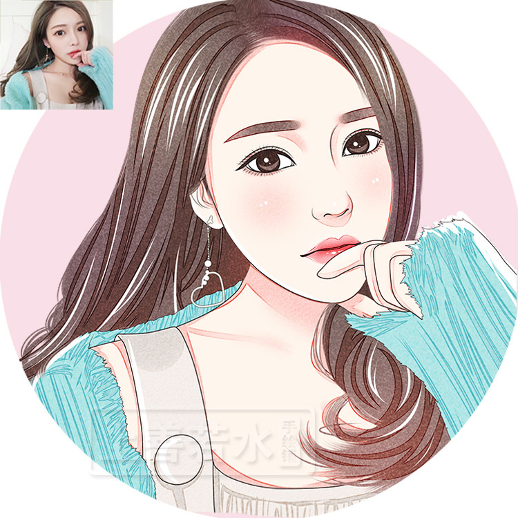 手绘原创水彩写实卡通头像真人漫画形象设计定制手机防尘塞