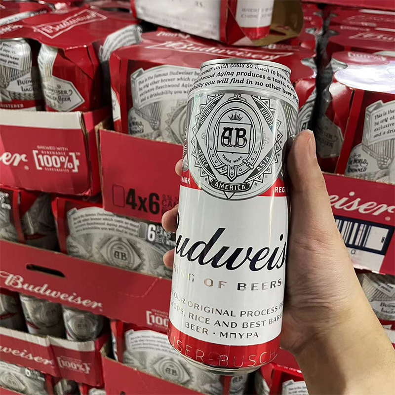 啤酒英国原装进口百威500ml24罐整件易拉罐黄啤酒啤酒