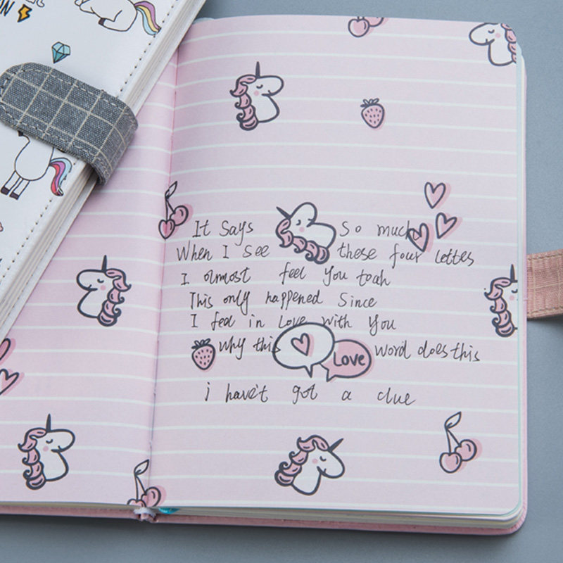 学生日记本手绘插画彩页可爱韩国创意笔记本
